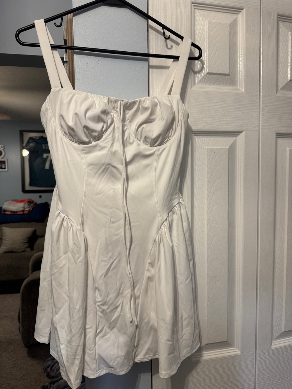 White Sleeveless Bustier Mini Dress